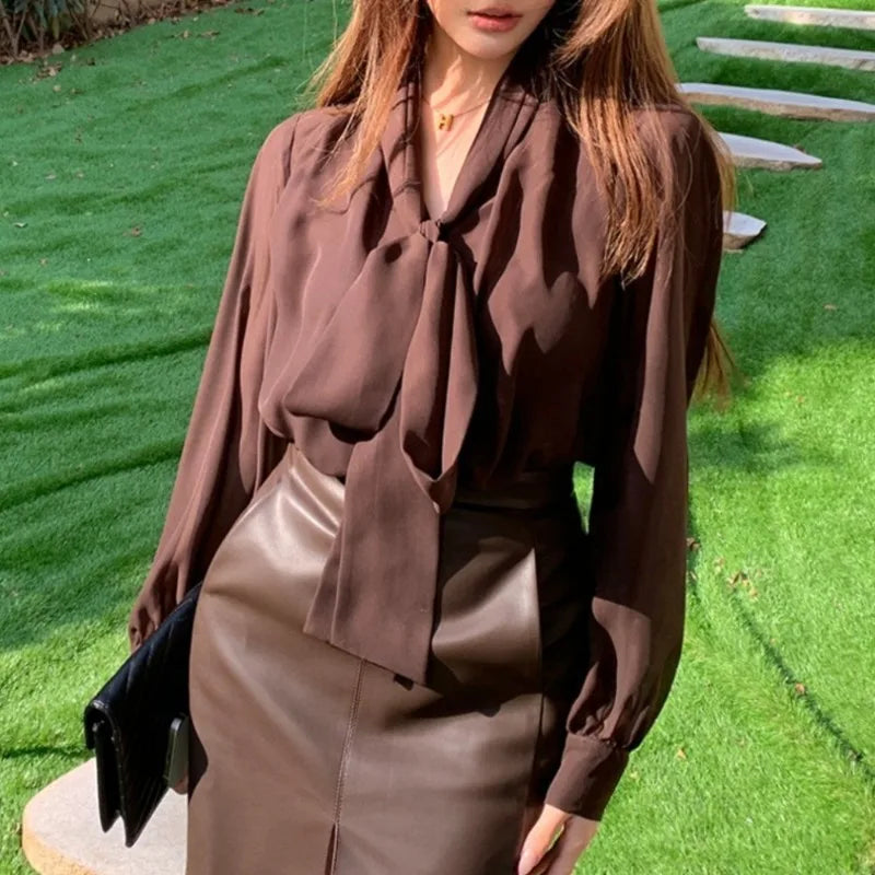 Women's Blouses Solid Vintage Shirts Fashion