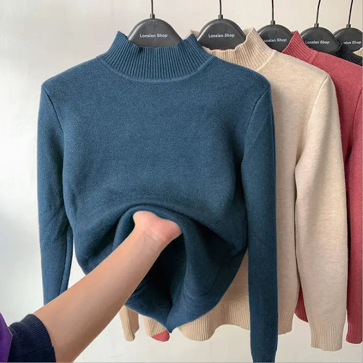Women's Sweater New Fleece Half Turtleneck Collar Bottoming Shirt