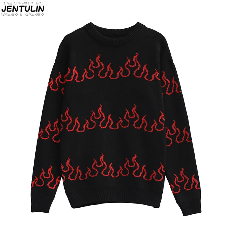 Flame Knitted Gifts For Men Women  Full Sleeve Round Neck Sweaters