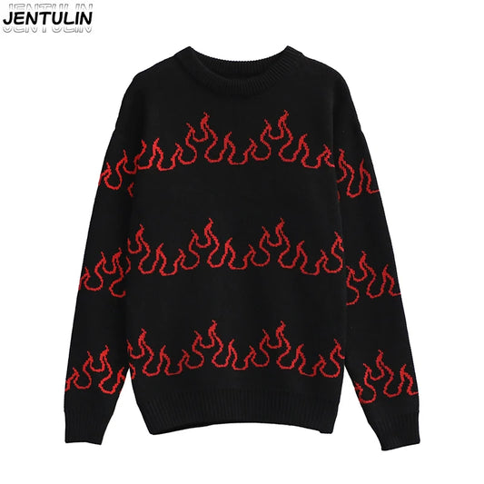 Flame Knitted Gifts For Men Women  Full Sleeve Round Neck Sweaters