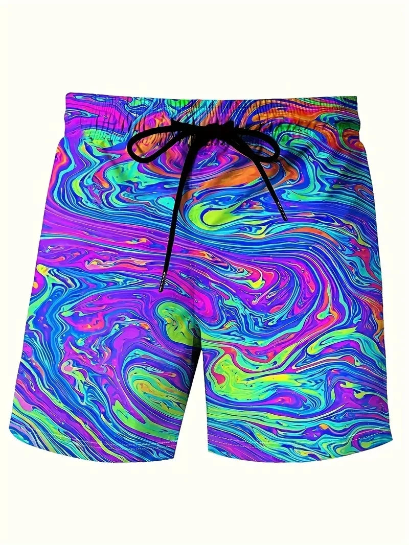 Men's Beach Pants Red Dragon 3D Printed