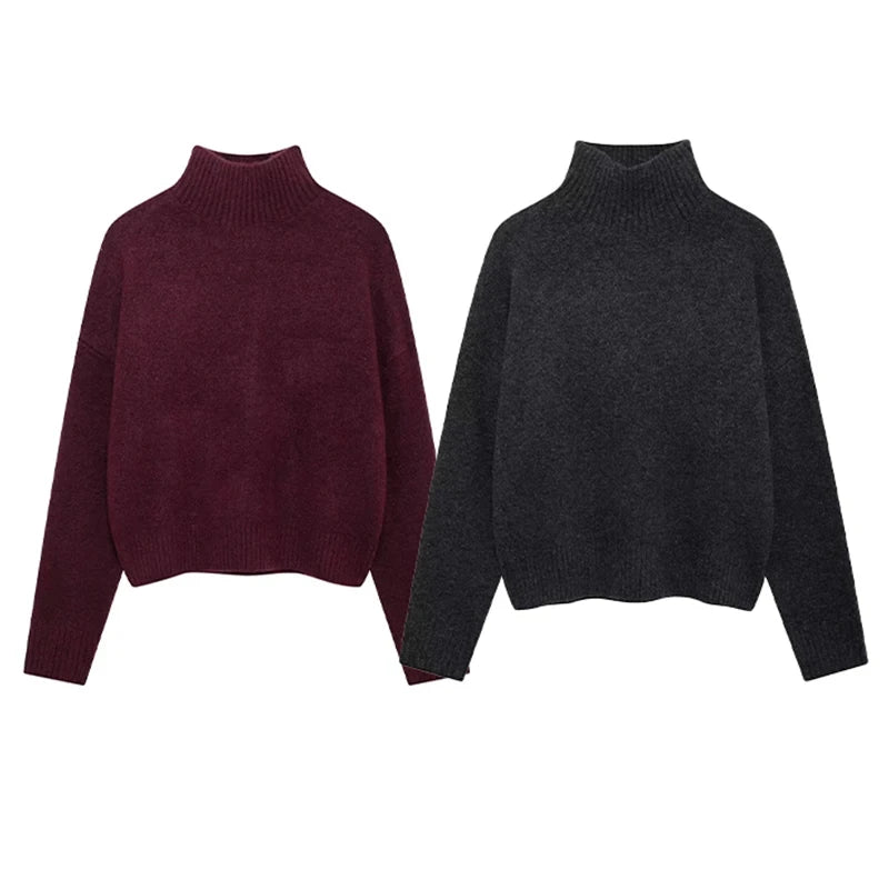 Casual Woman Turtleneck Sweater Women's Knitwear