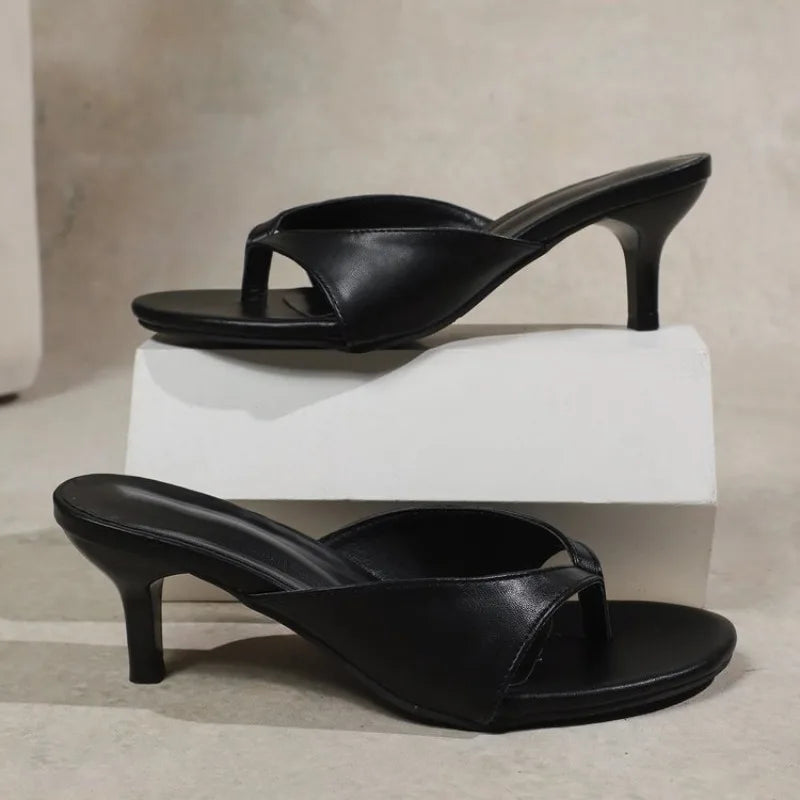 Women Slippers Fashion Clip Toe Party Dress Shoes Ladies Thin Heels Shoes