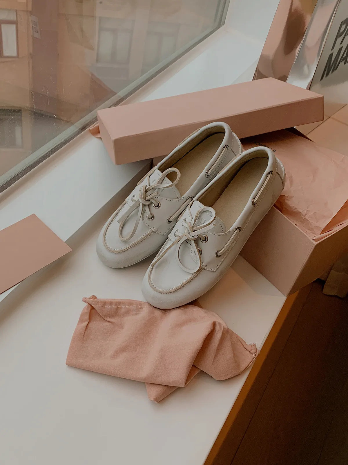 Women's Loafers Shoes Genuine Leather High Quality Round Toe Soft Bottom Flat Shoes