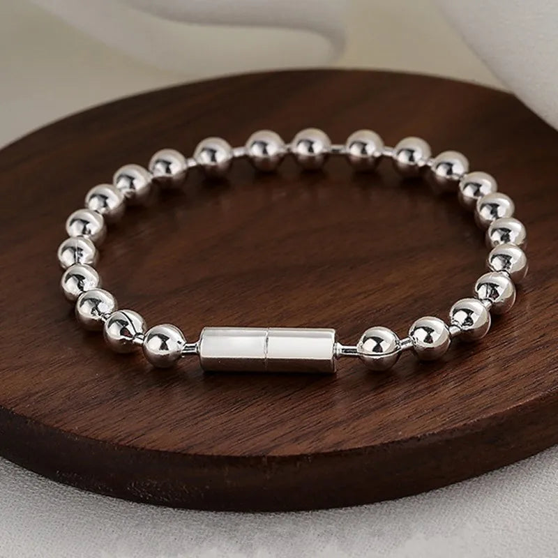 Silver Round Bead Bracelet for Girls