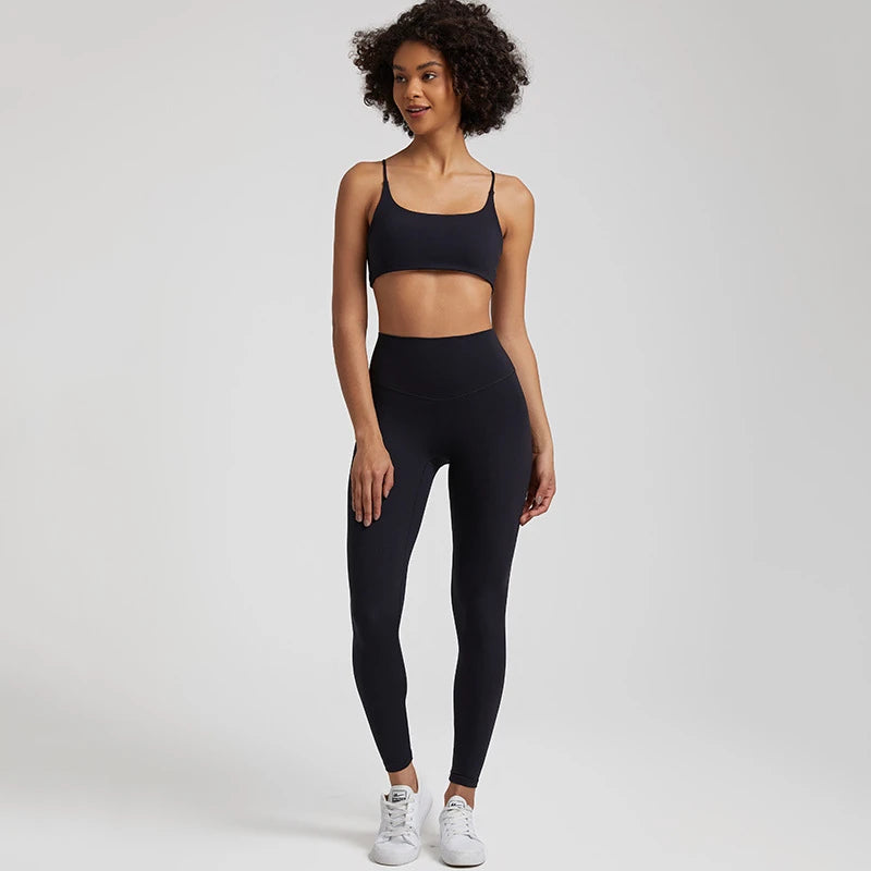 Gym Set Women Sports Outfit 2 Pieces Cross Back Bra Fitness Suit