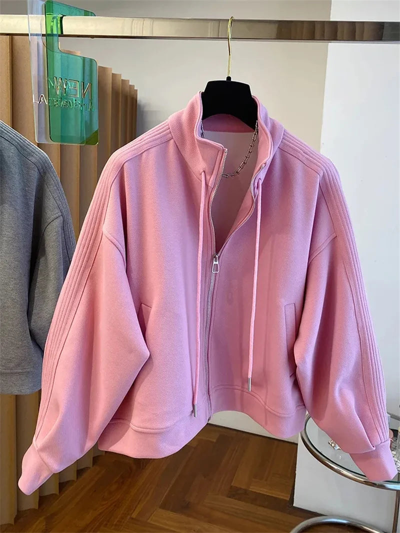 Short Cardigan Zipper Long Sleeve Top Windbreaker Female Outerwear