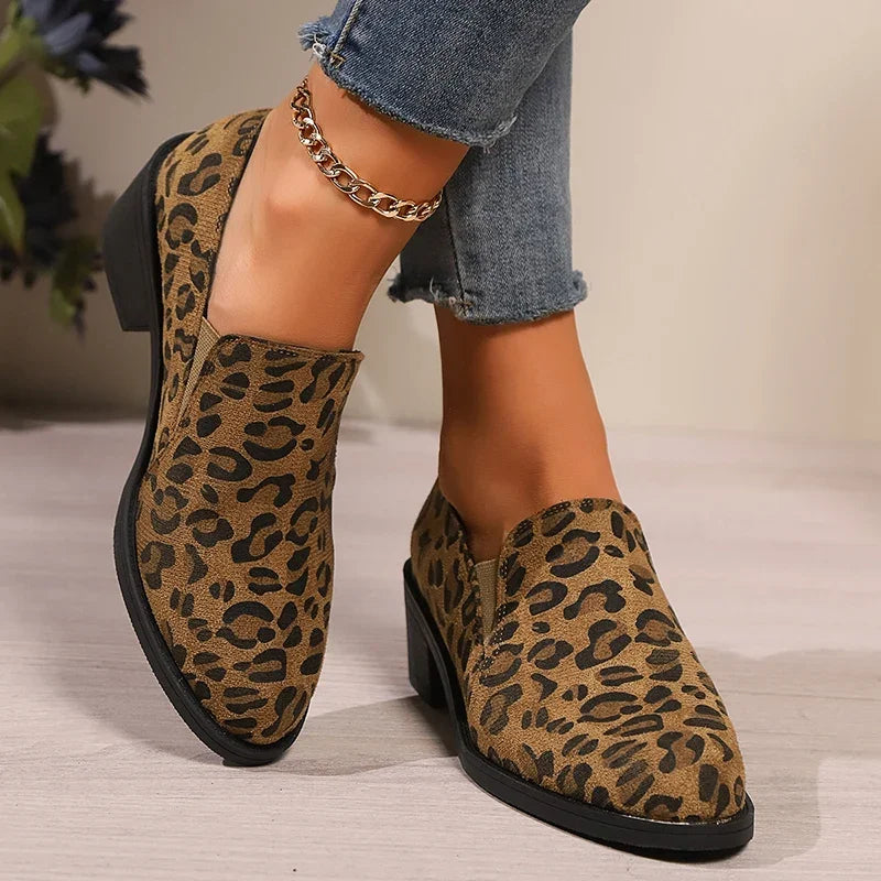 Fashion Leopard Print Loafers  Lightweight Slip On Walking Shoes for Women Plus