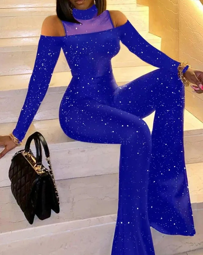 Women's Evening  Jumpsuit Bright Diamond Printed
