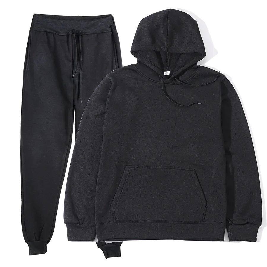 New Solid Color Hoodie+pants Two-piece set