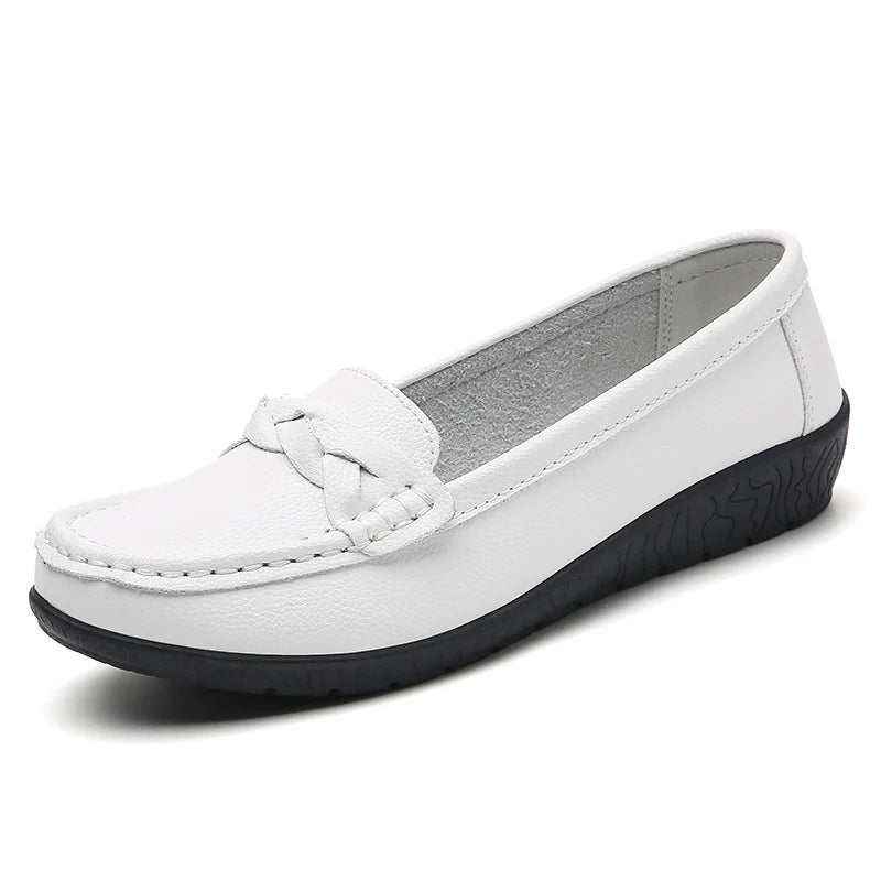 Women Flats Wedge Leather Fashion Comfortable Shoes Slip On Nurse Shoes