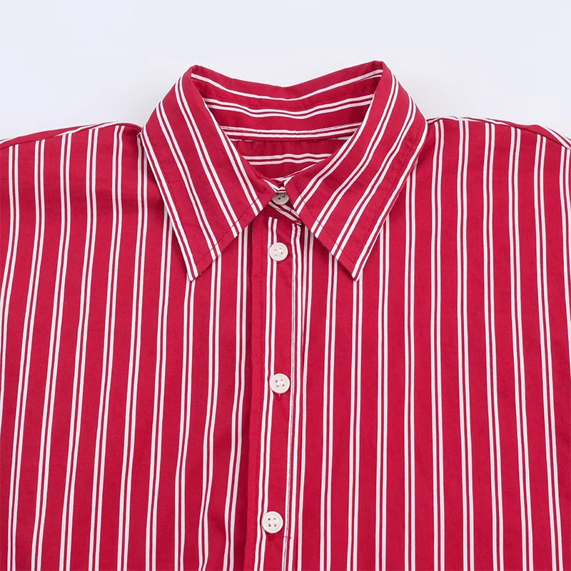 Woman Blouses Stripe Shirts Long Sleeve  Casual  Button Up Shirts