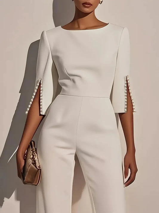 Women's  Casual round Neck Beaded Jumpsuit