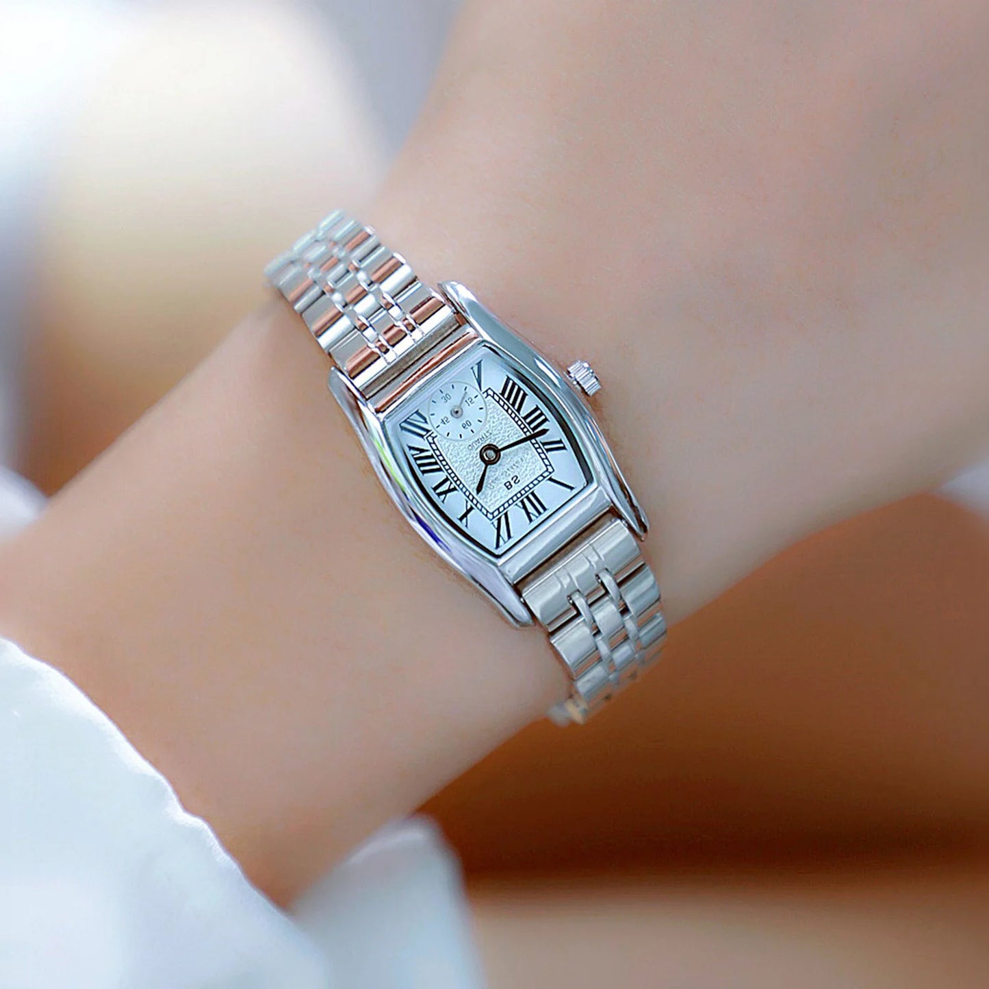 Watches For Women Elegant Vintage Rectangle Ladies Watch With Brown Small Leather