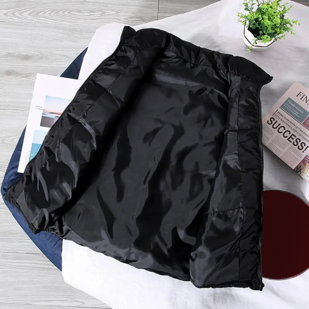 Men Vest Jacket  Slim Fit Stand Collar Sleeveless Puffer Jackets