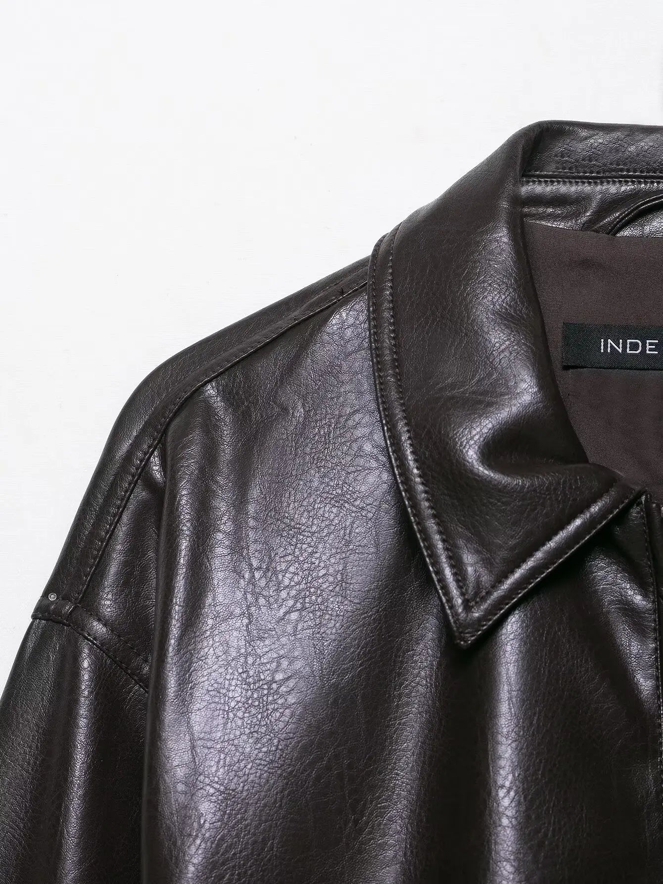 Faux Leather Loose Short Coat Long Sleeve Zipper Jackets