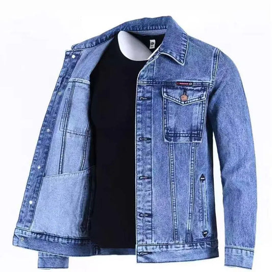 Heavy Denim Men Workwear Coat   Classic outdoor  Button Cow Boy Coat