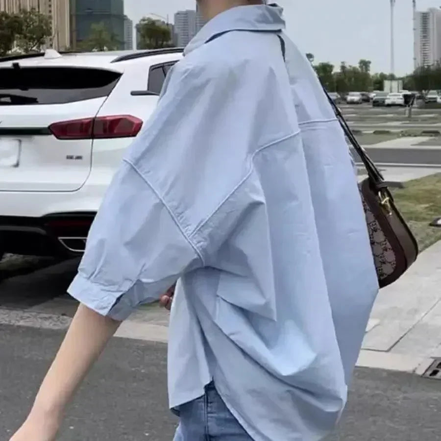 Women Blouses  Casual Loose Button Up  Long Sleeve Vintage oversize Shirt