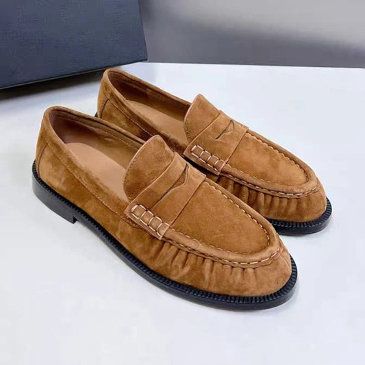New Women Loafers Round Toe Top Quality Genuine Leather Low Heel Shallow Comfort  Shoes