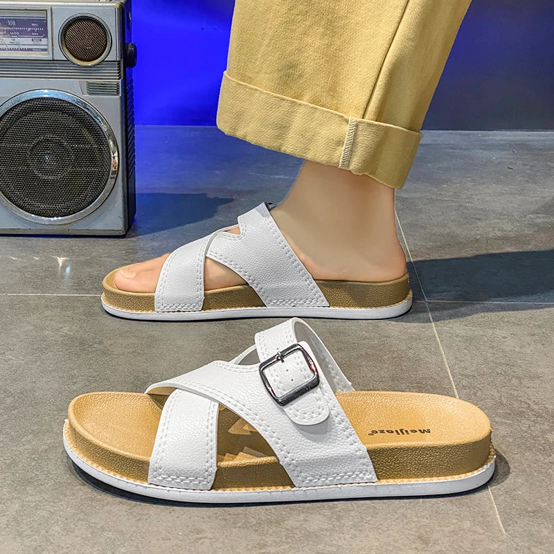 Classic Buckle Slippers For Men