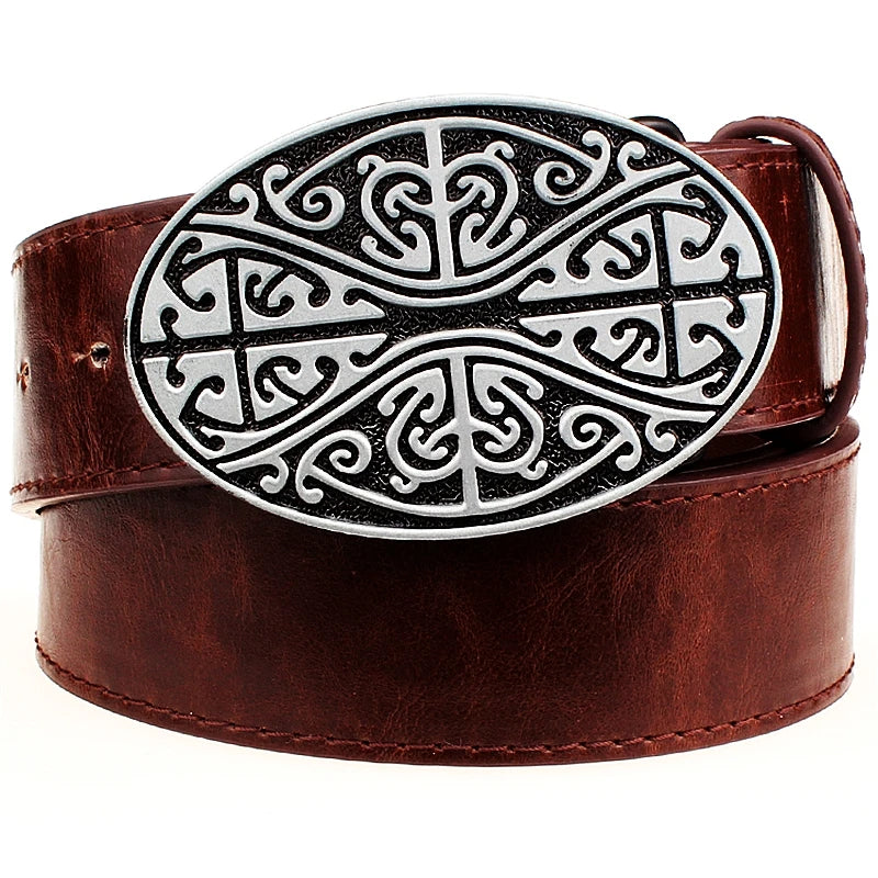 Fashion Leather Belts Big Metal Buckle Celtic Knot