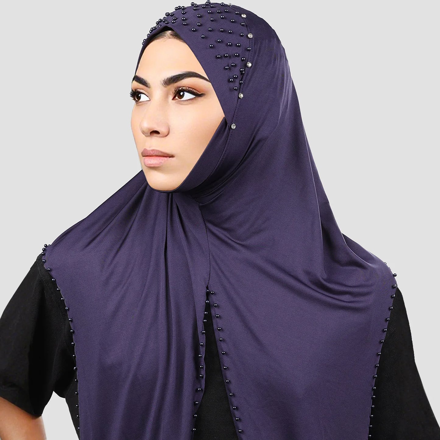 Ladies' beaded scarf, hooded elastic milk silk headband
