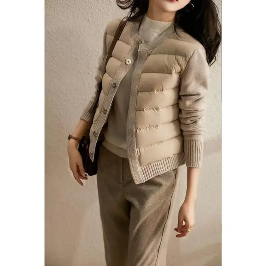Winter Sweater Patchwork Parka Women's Down Jackets Ultra Light