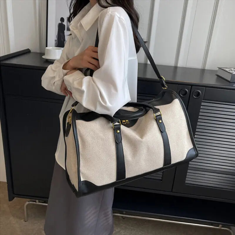 Women Travel Storage Handbag Vintage Fitness Luggage Bag Single Shoulder Crossbody Bag