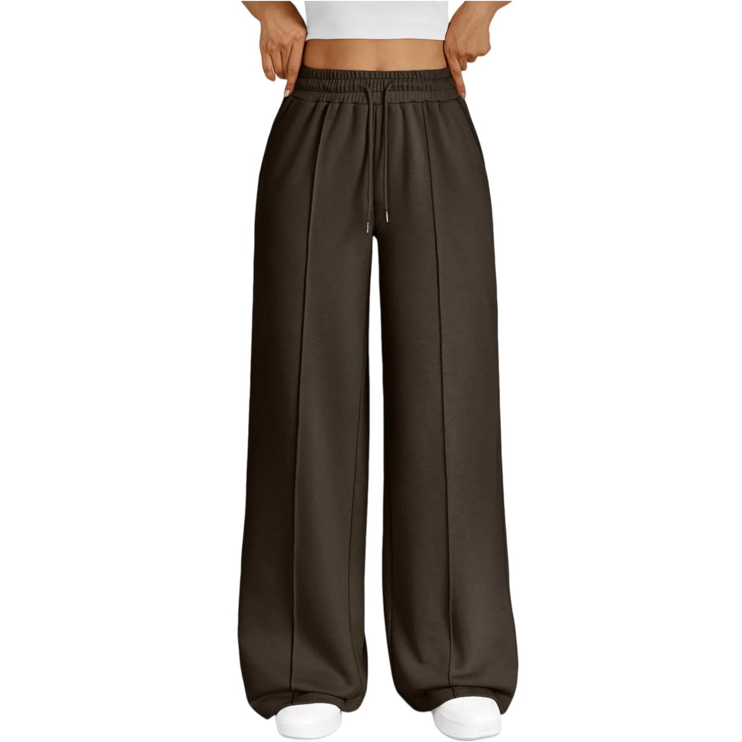 Wide Leg  Fleece Lined Sweatpants Plain Fitness Joggers