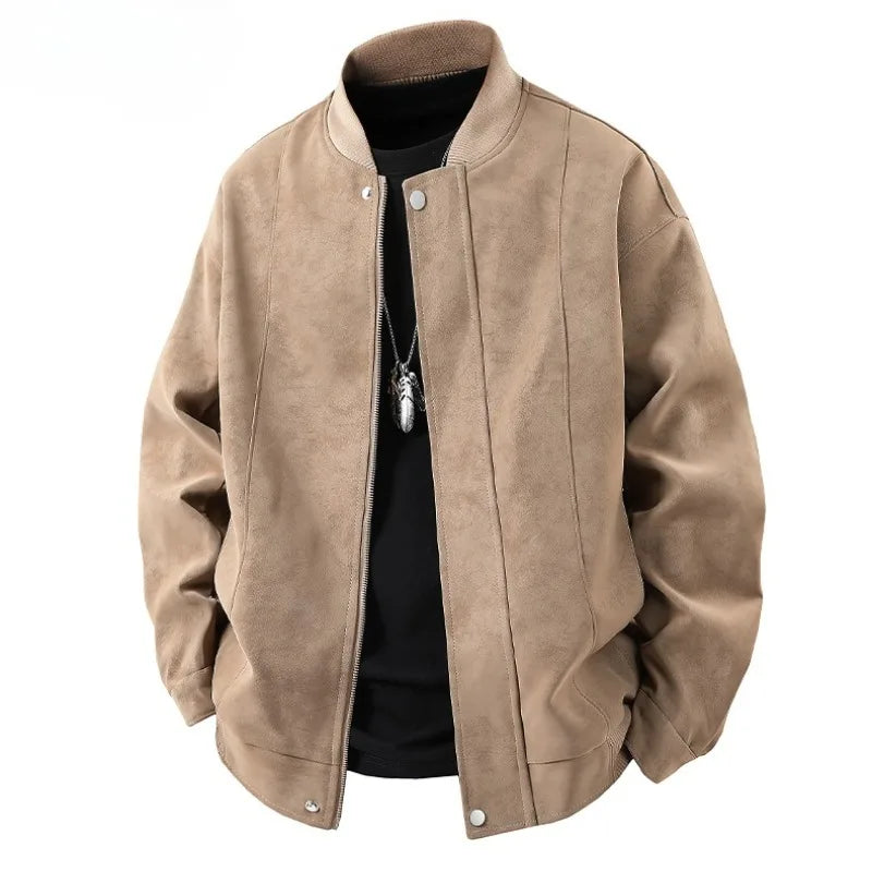 Mens Leather Jacket Suede Waterproof