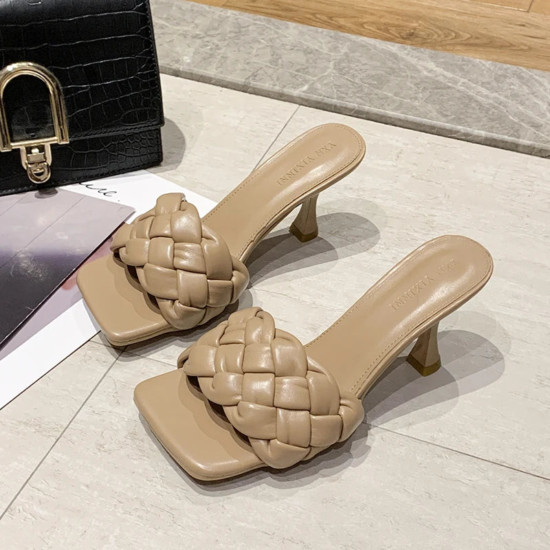 Women  Summer Slides High Quality Weave Open Toe Flat Casual Slipper