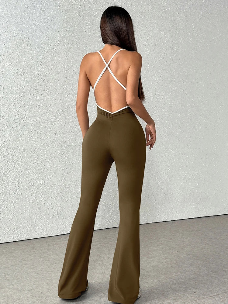 Women's Jumpsuits Streetwear Fashion Slim Sexy Sling Backless Elegant Female Jumpsuits