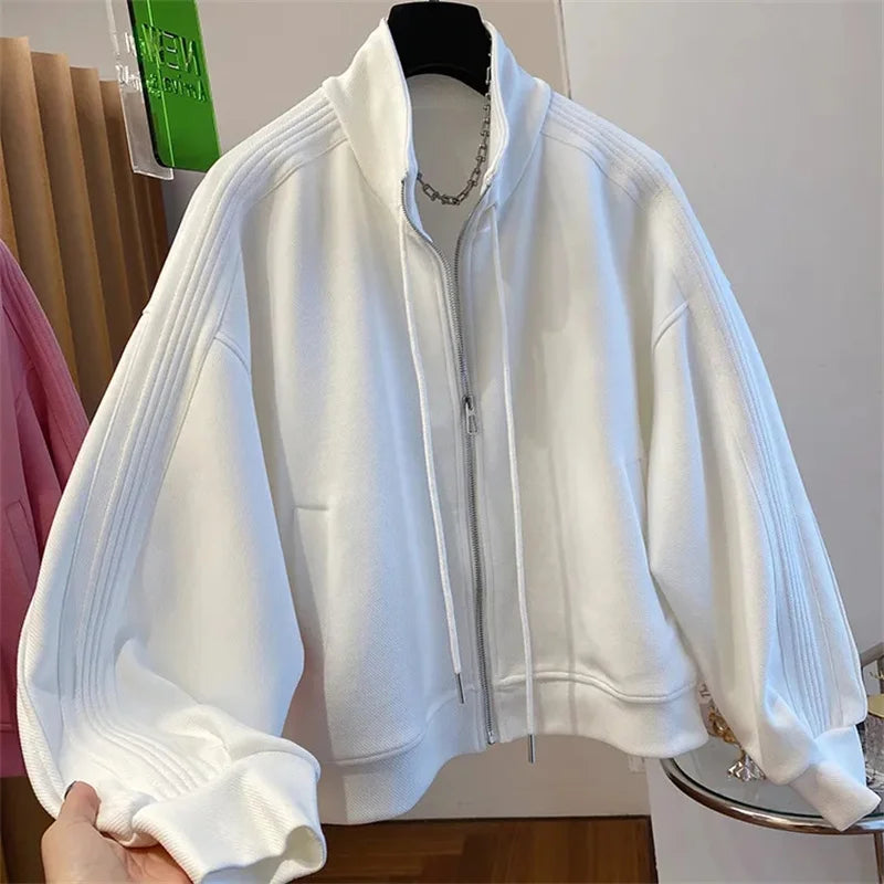 Short Cardigan Zipper Long Sleeve Top Windbreaker Female Outerwear