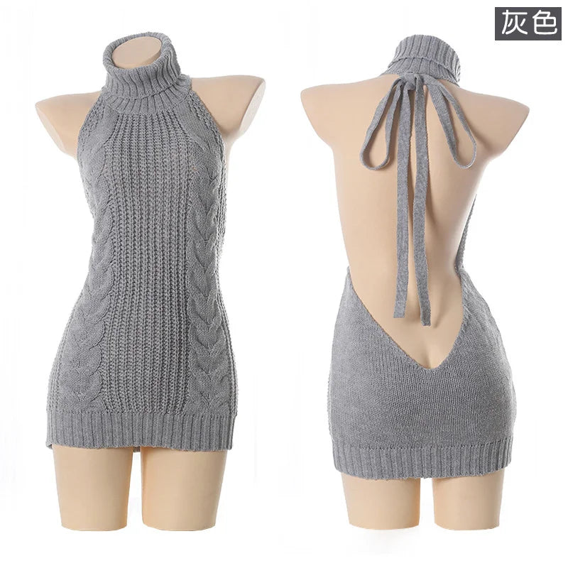Sexy shoulder And Bra Exposure Cosplay Women's Knitwear