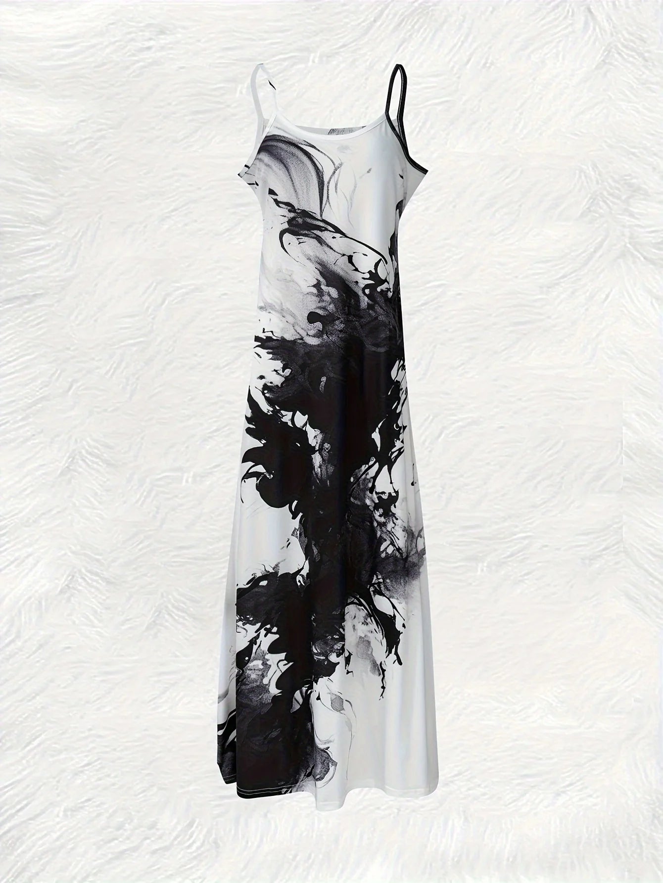 Abstract Marble Print Sleeveless Maxi Dress