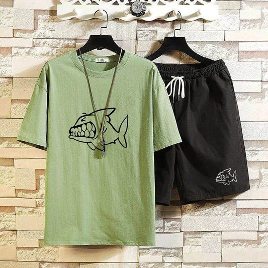 Men's Shorts Sets New InSlim Fit T Shirt  Graphic Stretch