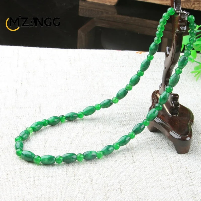 Natural Jade Dry Green Bracelet Necklace Hand-carved
