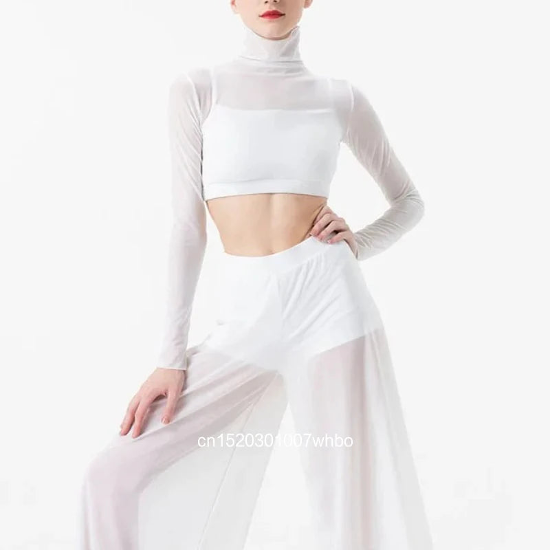 Dance Set Women's Elegant Classical Modern  Dance Practice Mesh