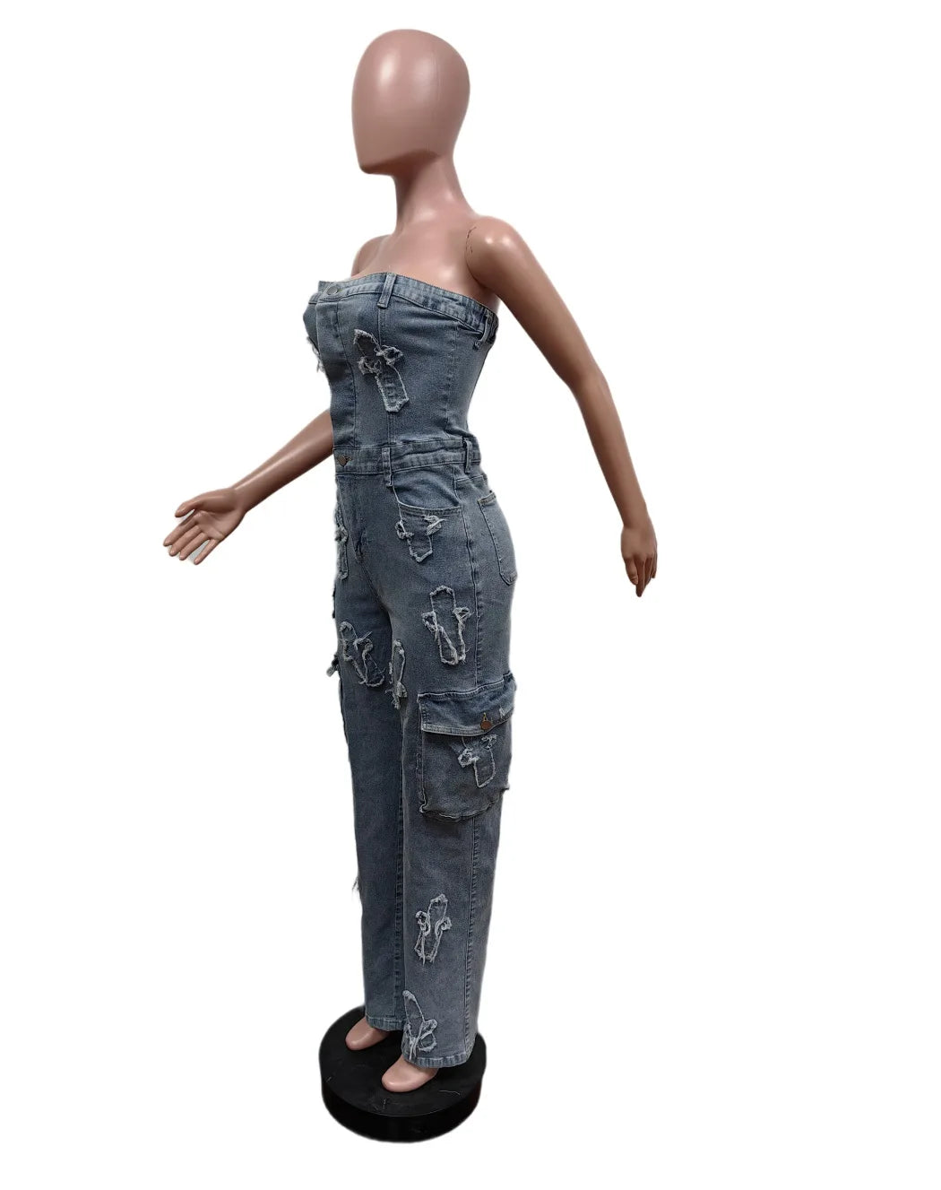 Women's Jumpsuit Tube Top Embroidered  Cross Tube Top Stretch Pants