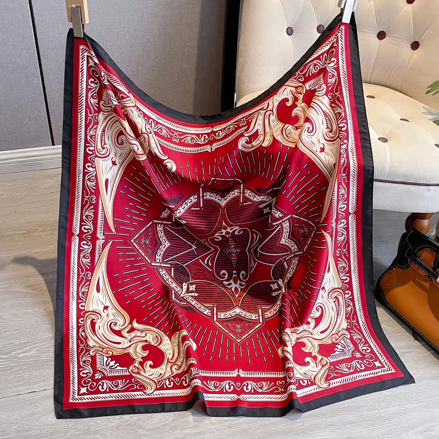Silk Scarves Women Print Twill Square Head Shawl Bandanna