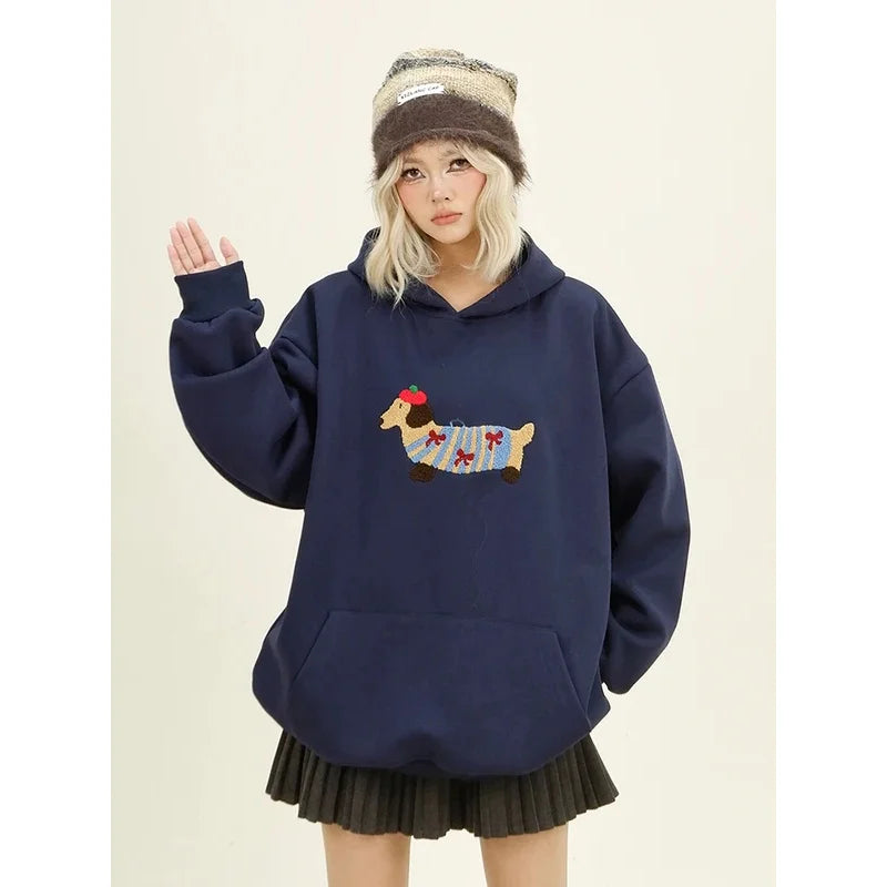 Women Sweatshirt Streetwear Couples Tops Casual Loose Hoodie