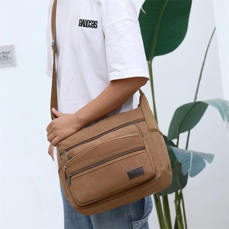 Men's Canvas Shoulder Bag Casual Travel Crossbody Bags