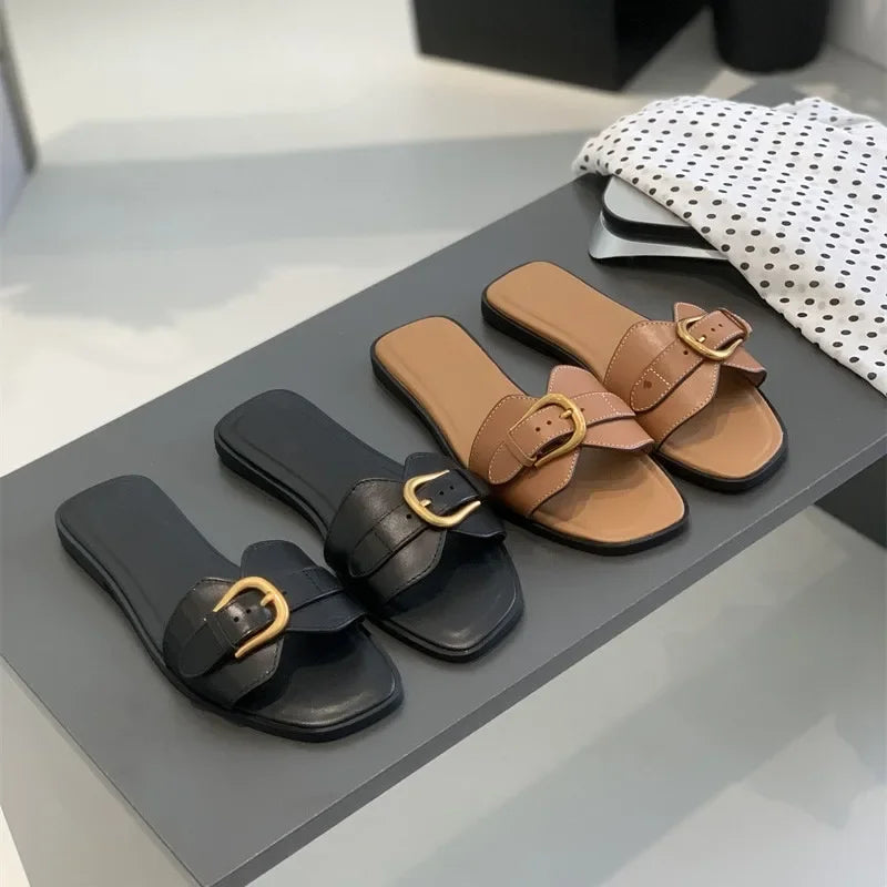 Beach Flats Ladies Buckle Slides