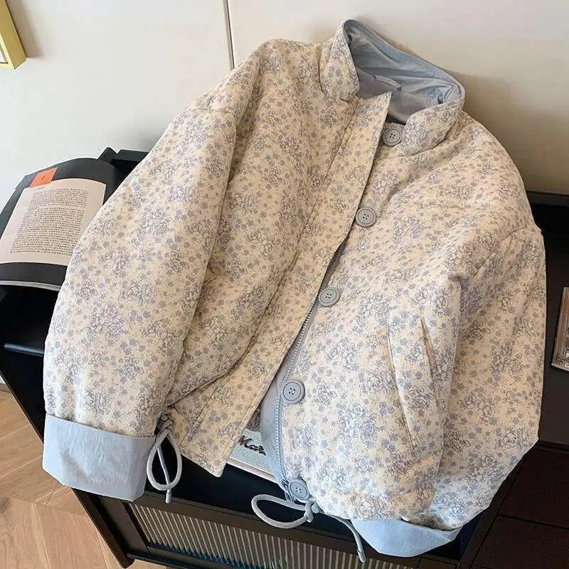 Women's Coat winter autumn Jacket Outerwear Warm Fleece Lined  Floral  Coat