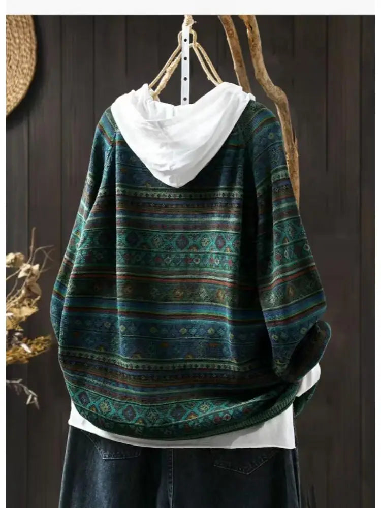 Knitted Versatile Loose Vintage Casual Long-sleeved Top Cardigan