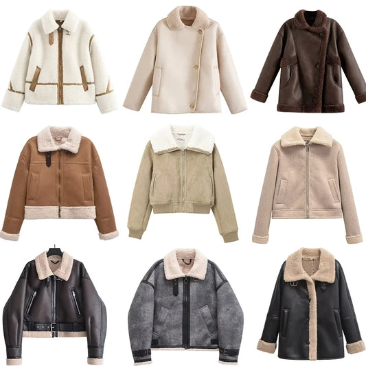 Winter  Wool Blend Coat Outerwear Leather & Fur Hot Coat For Women