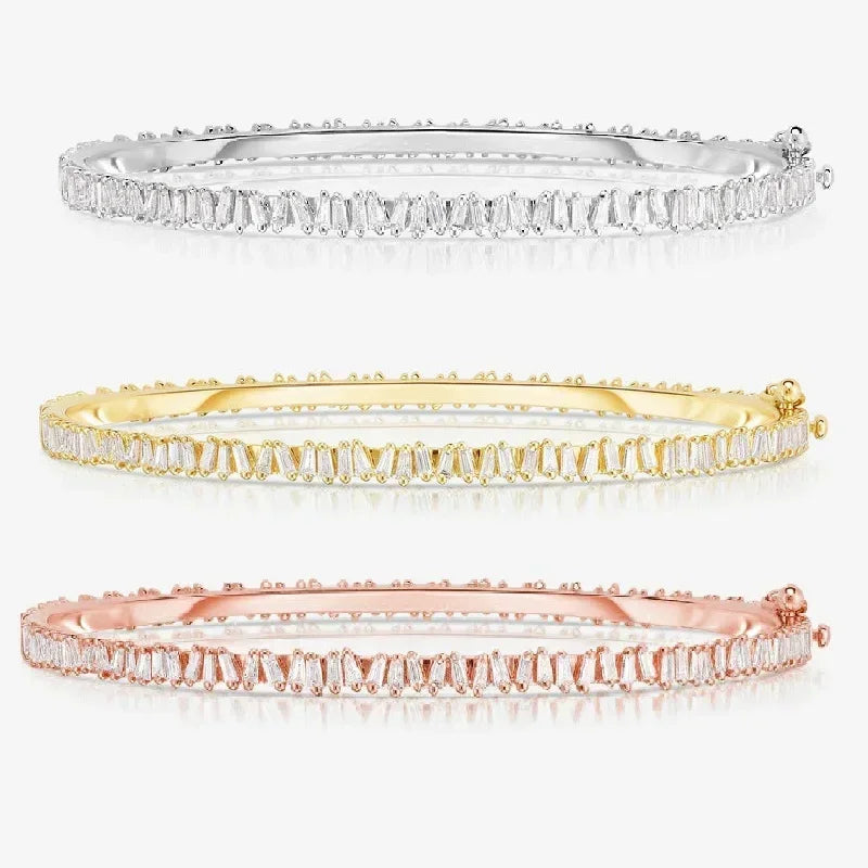 Women's Jewelry Full Paved Rectangle Bangle