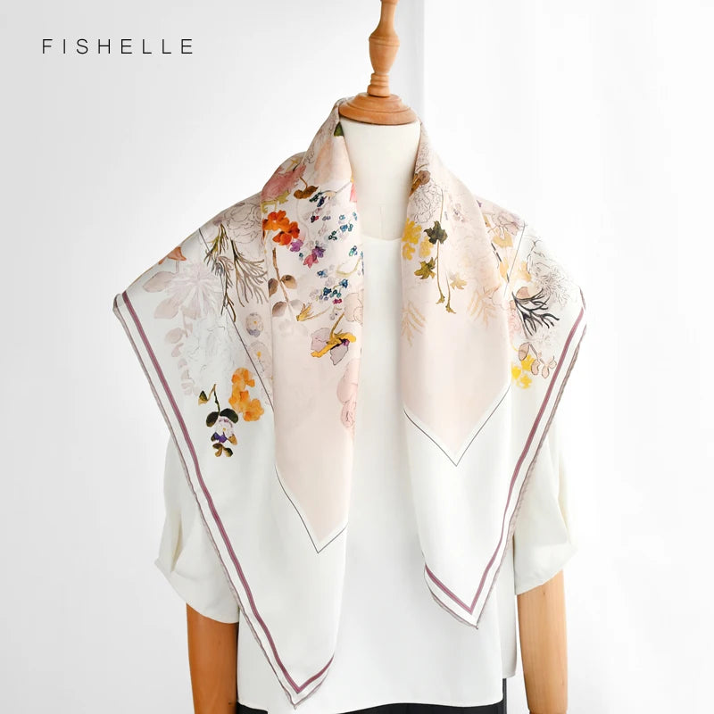 silk twill head scarves women natural silk square hijab shawl ladies warps