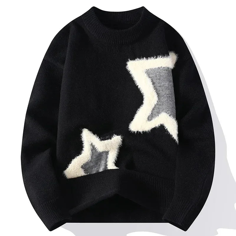 Men Streetwear O-neck Knitted Pullovers Outwear