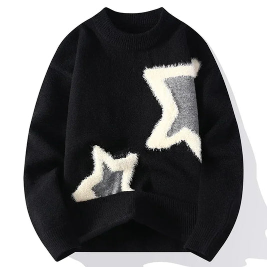 Men Streetwear O-neck Knitted Pullovers Outwear